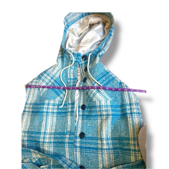 BAUM UND PFERDGARTEN Plaid Vest Jacket Button Up Front Pockets Med Blue White - Picture 5 of 10